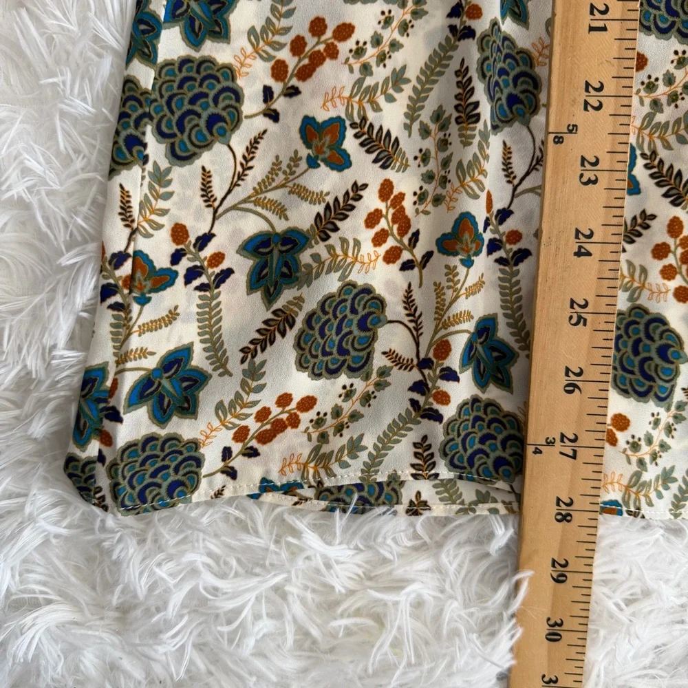 Rose + Olive Womens 3/4 Sleeve Floral Button Up Top Size 3X Cream Green Office - Picture 6 of 8